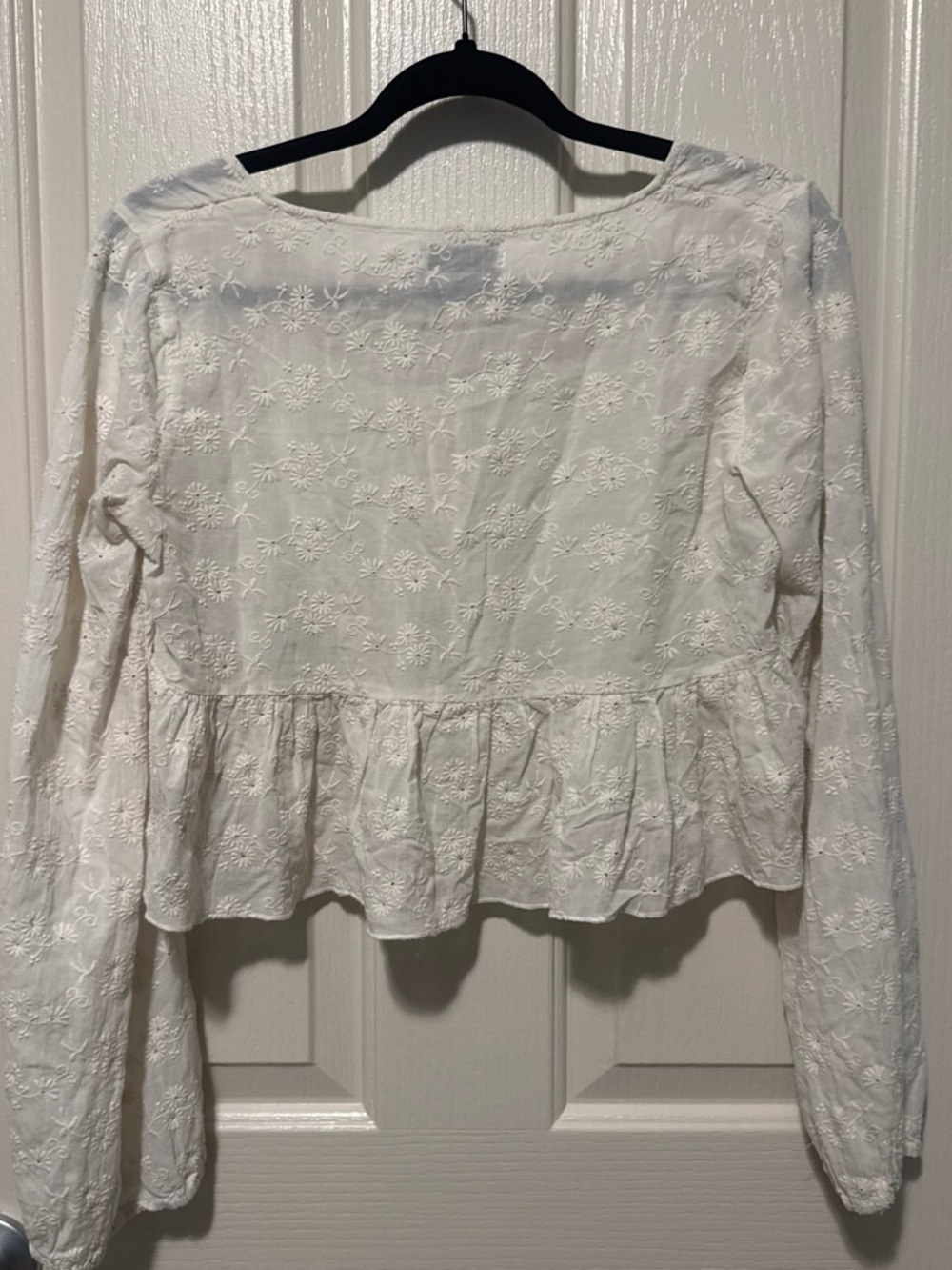 Urban Outfitters White Embroidered Peplum Blouse